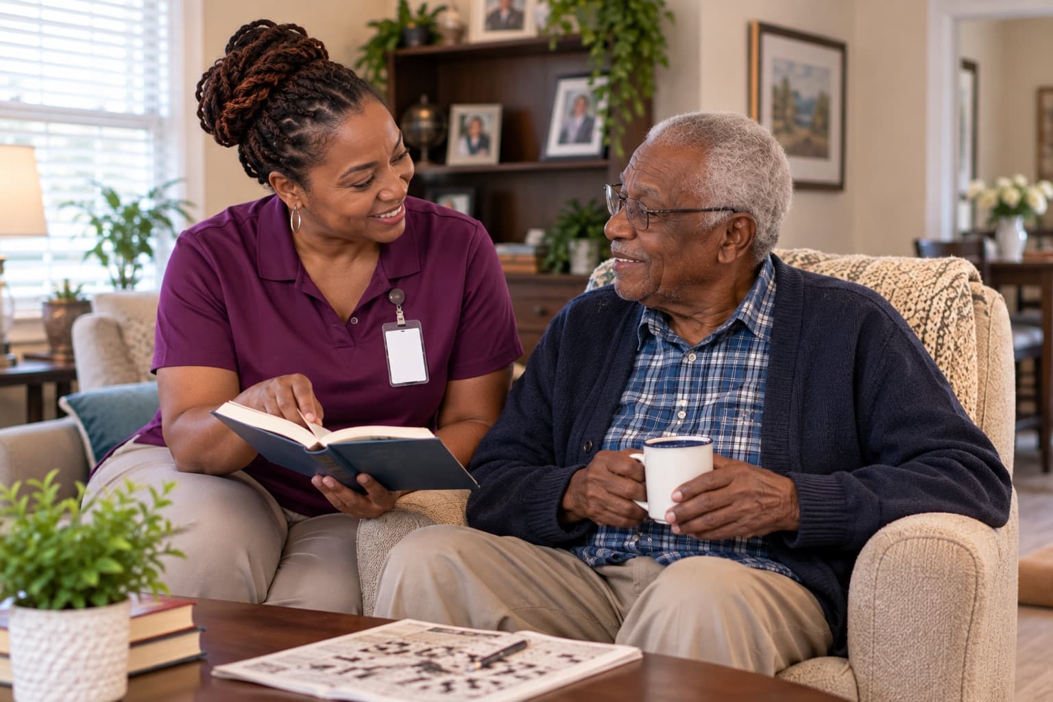 Companion caregiver spending time with a client