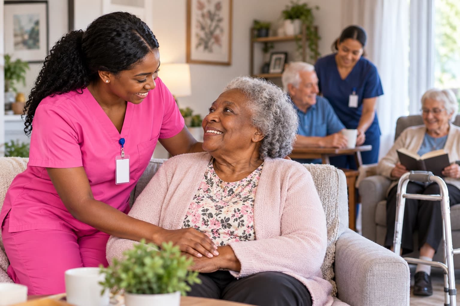 Caregiver supporting a client at home